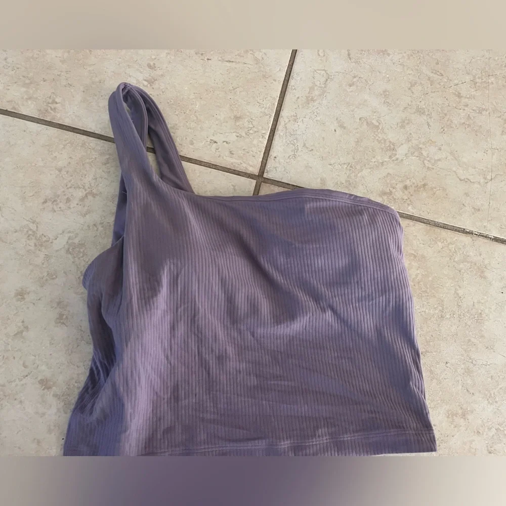 LULULEMON Ribbed Nulu Asymmetrical Yoga Tank Top | Purple Ash | Size 6